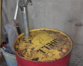 Vintage Shell Oil Drum W/ Pump