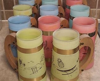 11 Vintage Hawaiian Siesta Ware glass mugs