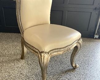 Silver and cream modern Rococco chair.