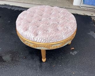 2021 Louis XV Revival ottoman - fabulous! Pink crushed silk velvet