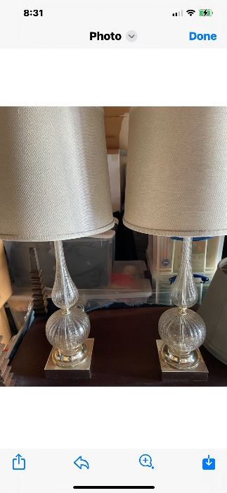Pair of Speckle glitter Murano Lamps 