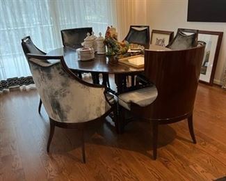 Baker dining chairs, vintage English dining table