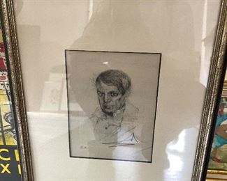 Salvador Dali - Portrait of Picasso - Drypoint etching on collotype 4.5" X 6" EA Lower left 