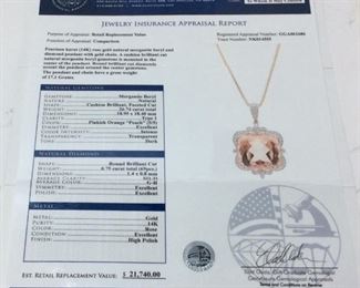 14KT ROSE GOLD MORGANITE BERYL & DIAMOND PENDANT 26.74ct MORGANITE, .75ct DIAMONDS, 17.1g, GGA APPRAISAL $21,740,