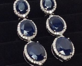 14KT WHITE GOLD SAPPHIRE & DIAMOND EARRINGS 38.2ct SAPPHIRES, 2.87ct DIAMONDS, 16.9g, AIGL APPRAISAL $12,330,