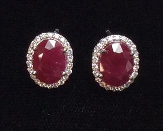 PLATINUM RUBY & DIAMOND EARRINGS 5.8ct RUBIES, ,38ct DIAMONDS, 5.2g, GGA APPRAISAL $7,830