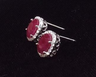PLATINUM RUBY & DIAMOND EARRINGS 5.8ct RUBIES, ,38ct DIAMONDS, 5.2g, GGA APPRAISAL $7,830
