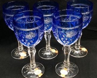 (5) ANNA HUTTE BLEIKRISTALL ASTI PATTERN(5) ANNA HUTTE BLEIKRISTALL ASTI PATTERN STAR CUT GOBLETS