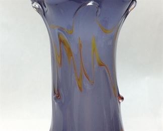 ART GLASS PULLED LOOP CASED GLASS VASE