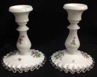 VTG. FENTON SILVER CREST CANDLEHOLDERS