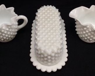 FENTON MILK GLASS HOBNAIL SUGAR & CREAMER