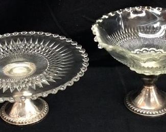 VTG. DUCHIN CREATION COMPOTE & CHEESE STAND STERLING SILVER BASES