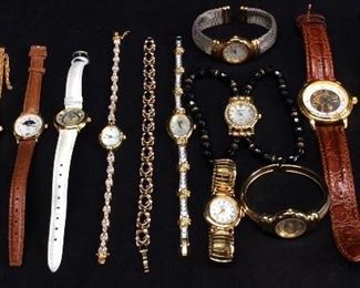 ASSORTED VTG. WATCHES, BULOVA, NOLAN MILLER, TIMEX, CENERE, PIERRE JAQUARD, R&R