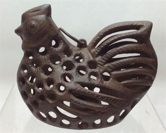 VTG. CAST IRON CHICKEN VOTIVE LAMP