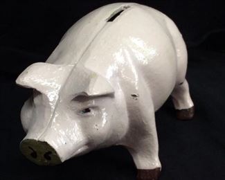 VTG. PINK CAST IRON PIGGY BANK