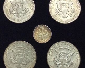 TWO 1964 KENNEDY 90% SILVER & TWO 40% 1/2$s