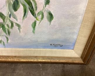 FLORAL PAINTING ON CANVAS M HUNTLEY