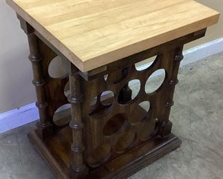 WOODEN WINE RACK END TABLE
