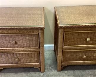 PAIR OF HENRY LINK WICKER NIGHTSTANDS