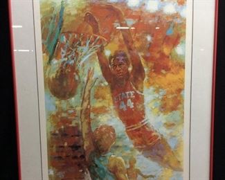 DAVID THOMPSON N.C. STATE WOLFPACK AUTOGRAPHED PRINT NC