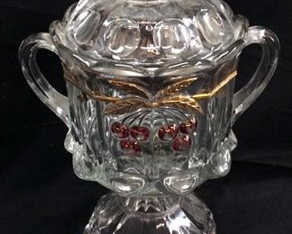 WESTMORELAND GLASS CHERRY COOKIE JAR