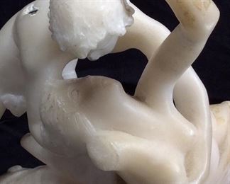 ASSORTED COLLECTIBLES, MASTERPIECES FROM FABERGE', MARBLE SCULPTURE ANGEL MISSING WING PIECES, BROKEN ARM