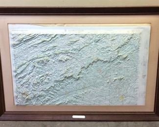 WINSTON-SALEM FRAMED RAISED RELIEF MAP