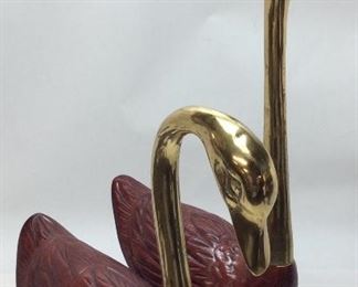 PAIR OF VTG. WOODEN BASE & BRASS NECK