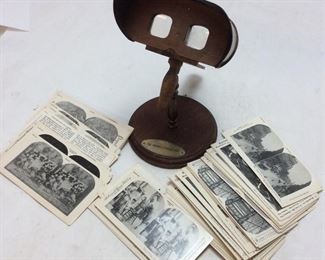 VTG. HOLMES STEREOSCOPE VIEWER & VIEW CARDS