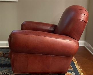 Pair of Arhaus Leather Club Chairs. Pair of Matching Leather Ottomans Available, Too. Each Measures 36" W x 36" D. Photo 2 of 4. 