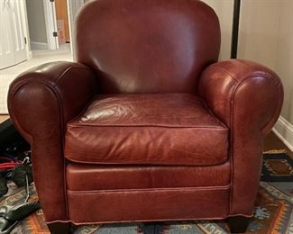 Pair of Arhaus Leather Club Chairs. Pair of Matching Leather Ottomans Available, Too. Each Measures 36" W x 36" D. Photo 1 of 4. 
