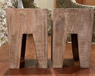 Pair of White Washed Rustic Side Tables. Each Measures 13" x 13" x 20". Photo 1 of 2. 