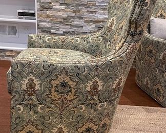 Pair of Brand New Custom Toms-Price Swivel Club Chairs with Nail-Head Trim. Each Measures 29" W x 34" D. Photo 2 of 4.