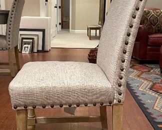Set of 4 Upholstered Dining Chairs with Nailhead Trim. Each Measures 20" Seat Height 19" W x 21" D. Photo 2 of 3. 