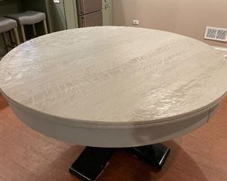 Custom Bleached Oak Table Topper for BBO Poker Table. Measures 60" D with 7" Apron (26" Clearance at 32.5" H Table Height). Photo 2 of 5.