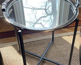 Room & Board Side Table with Mirrored Horn Tray. Measures 22" D x 23" H. Photo 1 of 2. 