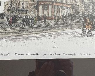 Framed Paris Scene Ink & Pen - 2 Available. Each Measures 24" W x 27.5" H. Photo 2 of 4.