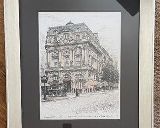 Framed Paris Scene Ink & Pen - 2 Available. Each Measures 24" W x 27.5" H. Photo 3 of 4. 