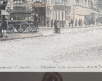 Framed Paris Scene Ink & Pen - 2 Available. Each Measures 24" W x 27.5" H. Photo 4 of 4. 