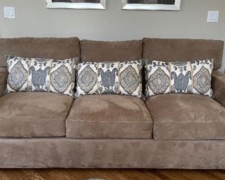 Nearly New Crate & Barrel Three-Seat Sofa in Ultra Suede. Measure 84" W x 43" D. Photo 1 of 2. 