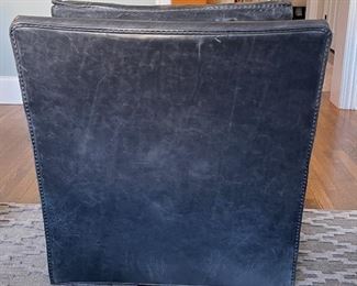 Pair of Blue Room & Board Leather Swivel Chairs. Each Measures 27" W x 33" D. Photo 4 of 4.