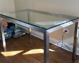 Room & Board Steel Desk with Glass Top. Measures 48" x 28" x 29.5" H. Photo 1 of 2. 