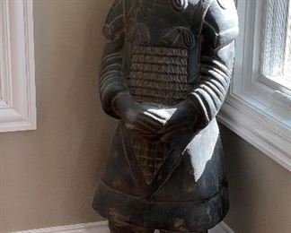 Ma Shi'ao Replica Qin Dynasty Terracotta Warrior - The Emperor. Measures 13" D x 36" H.  