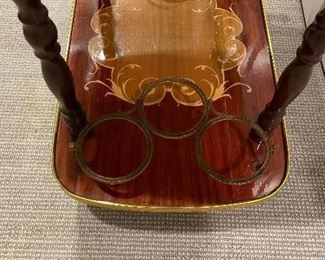 Vintage Italian Marquetry Two Tier Drop-Leaf  Trolly Bar Cart. Photo 3 of 3.
