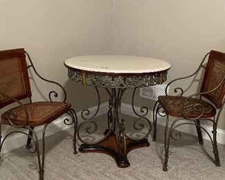 Metal Bistro Table Set with Marble Top. Photo 1 of 2. 