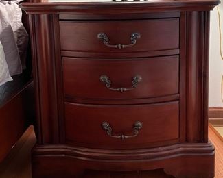 Pair of Three-Drawer Side / Bedside Tables. Each Measures 30" x 17.5" D x 28.5" H.