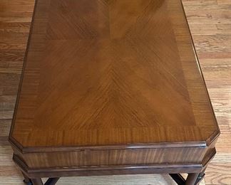 Vintage Baker Furniture Cocktail Table With Drawer and Faux Bamboo Base - 2 Available. Measures 44" W x 28" D x 18" H. Photo 4 of 5.