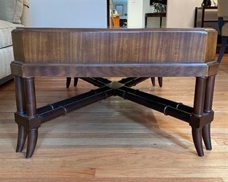 Vintage Baker Furniture Cocktail Table With Drawer and Faux Bamboo Base - 2 Available. Measures 44" W x 28" D x 18" H. Photo 1 of 5.