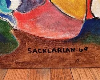 Stephen Sacklarian, "Genesis #2," 1969. Oil on Canvas. Measures 54" W x 44". Photo 2 of 2.