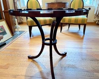 Baker Furniture Round Entry / Occasional Table With Fretwork.